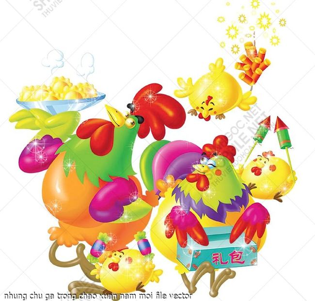 nhung chu ga trong chao xuan nam moi file vector